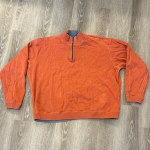 Tommy Bahama Men's Burnt Orange Grey Reversable Zip-Up Sweater